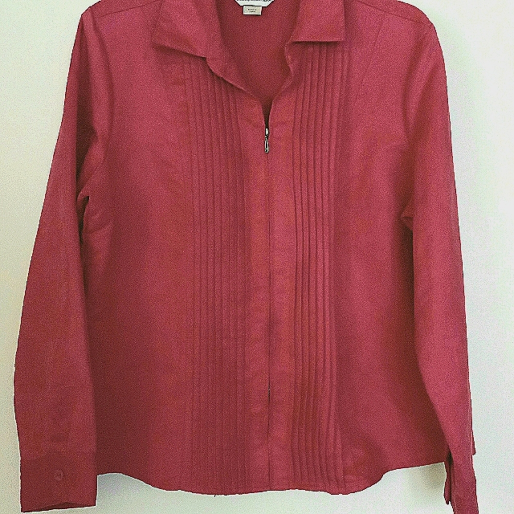 CJ Banks BANKS size L full zip bright pink velvety feel jacket.